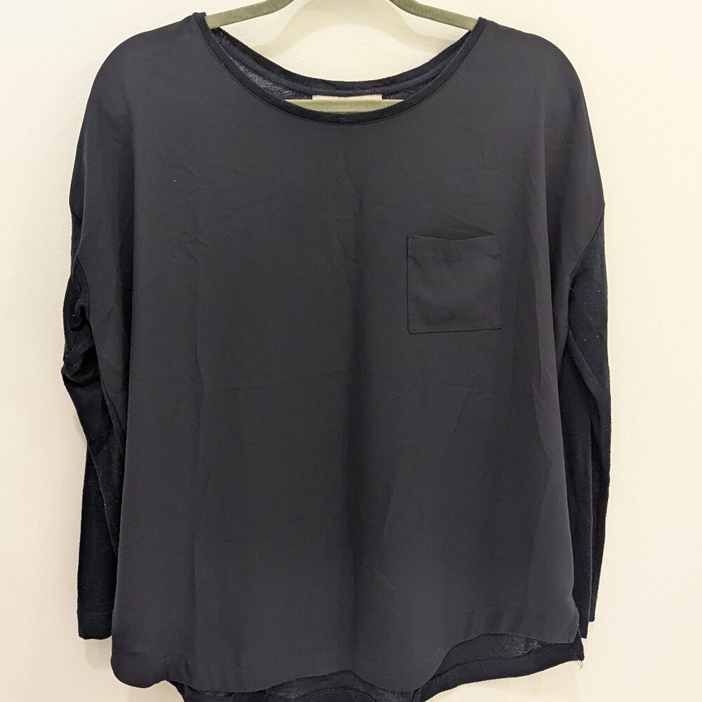 LOFT Long Sleeve T Shirt in Navy Blue